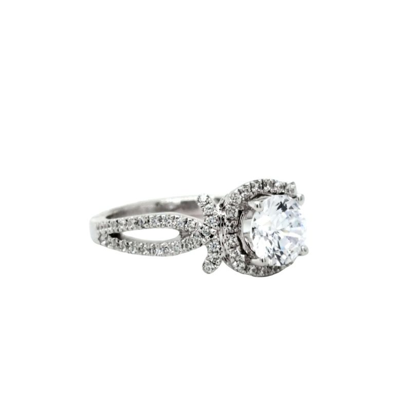 Cushion-Shaped Halo Engagement Ring with Swooping Sides – Engels ...