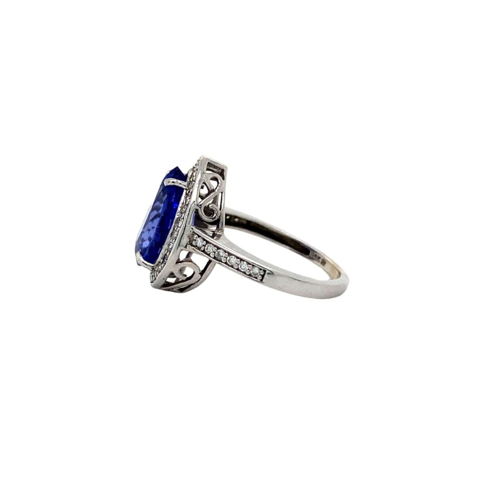 14K White Gold Tanzanite & Diamond Ring - Image 3