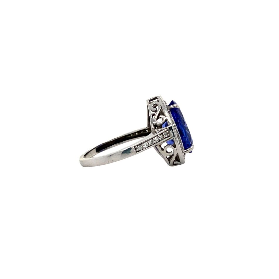 14K White Gold Tanzanite & Diamond Ring - Image 5