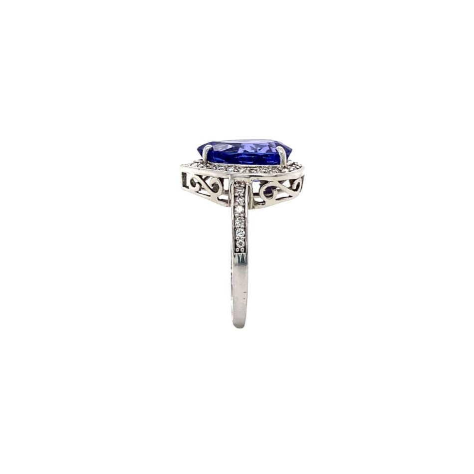 14K White Gold Tanzanite & Diamond Ring - Image 7