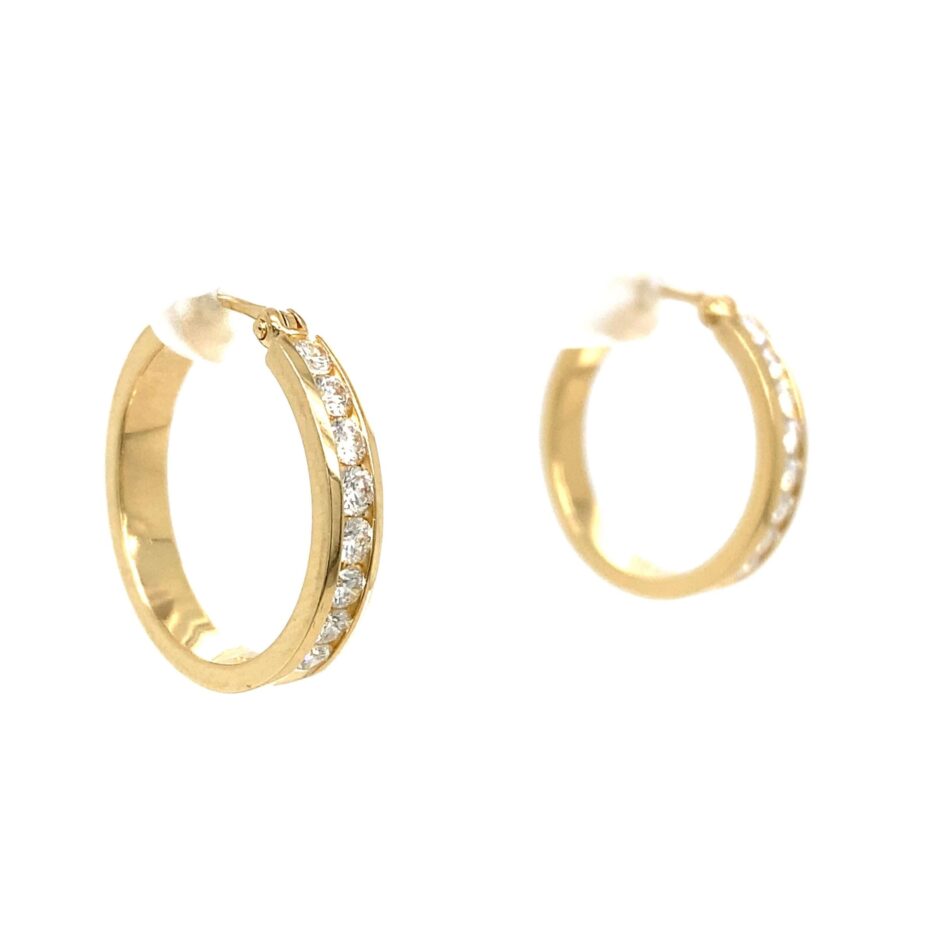 14K Gold .64ctw Diamond Hoop Earrings - Image 6