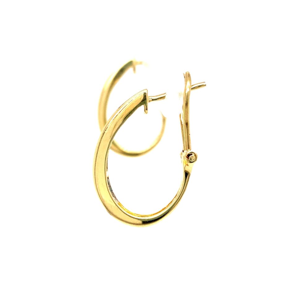 14K Gold .90ctw Diamond Oval Hoop Earrings - Image 3