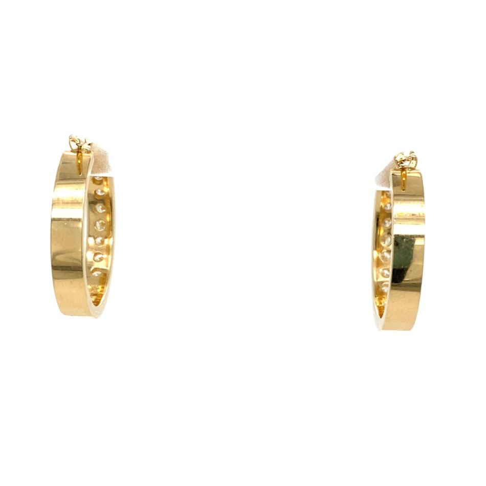 14K Gold .64ctw Diamond Hoop Earrings - Image 4