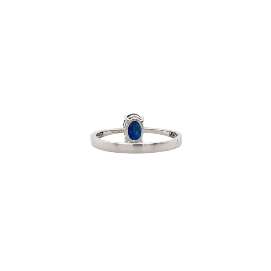 14K White Gold Oval Sapphire & Diamond Ring - Image 4