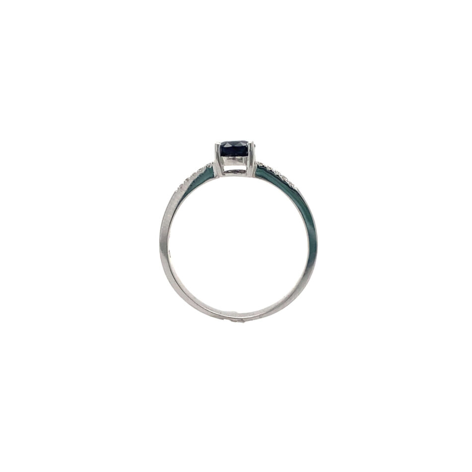 14K White Gold Oval Sapphire & Diamond Ring - Image 8