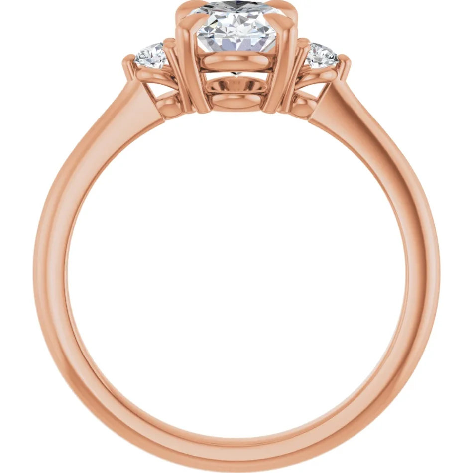 Classic Engagement Ring with Two Accent Diamonds - Image 5