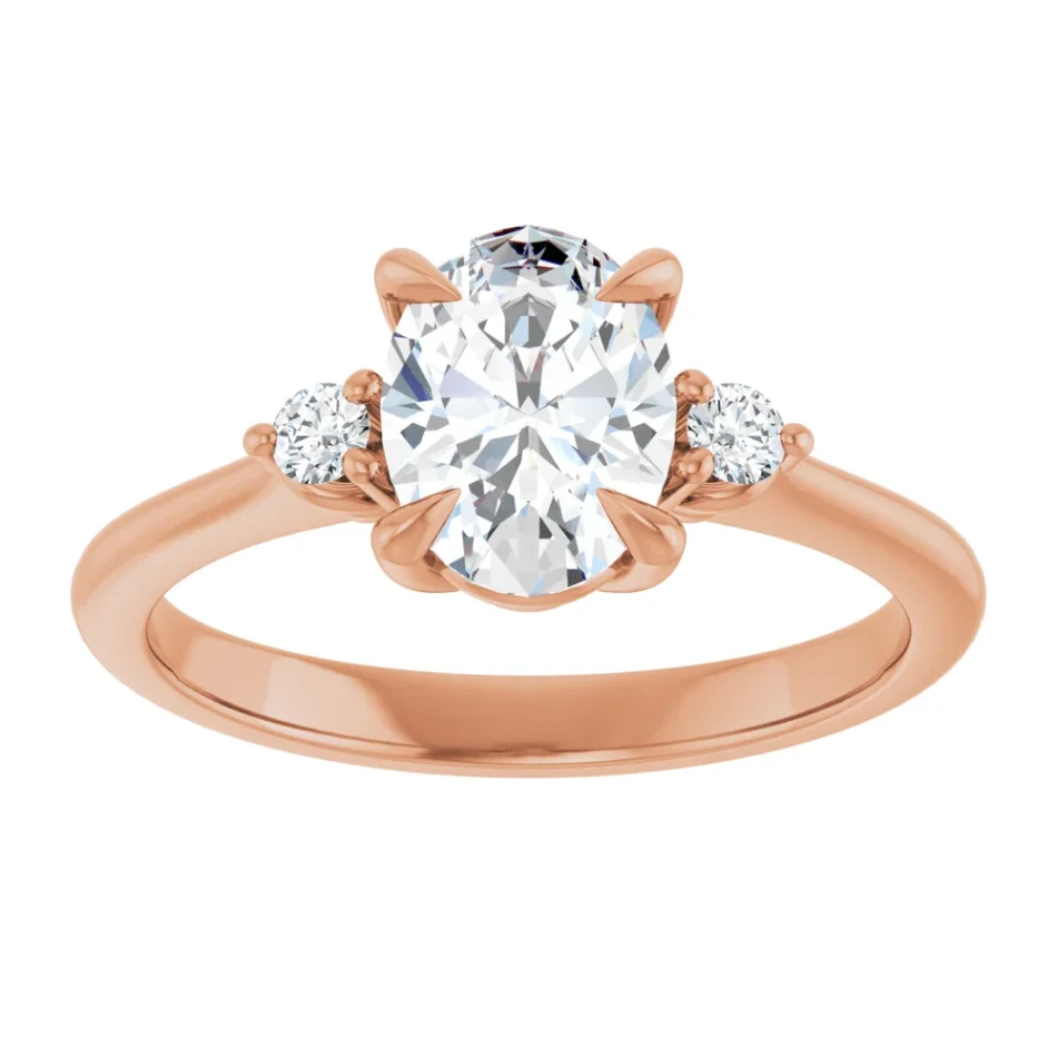 Classic Engagement Ring with Two Accent Diamonds - Image 4