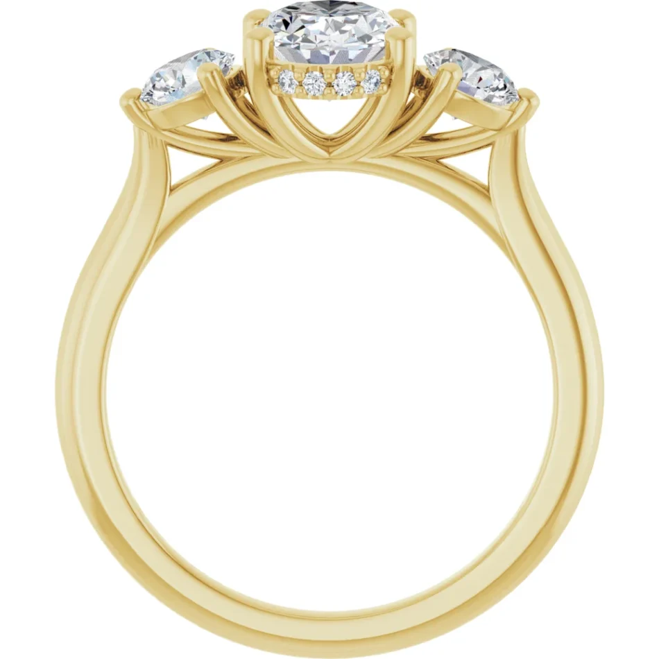 Three-Stone Engagement Ring with Hidden Halo - Image 5