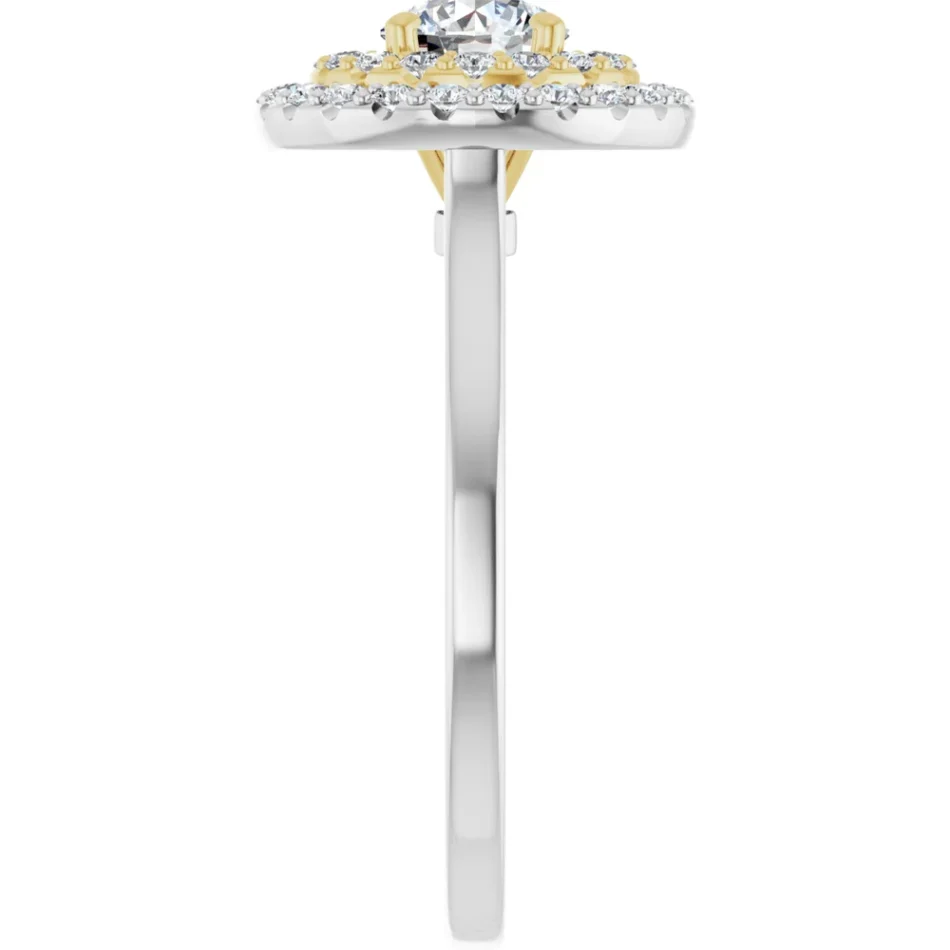 Two-Tone Engagement Ring with Double-Halo - Image 3