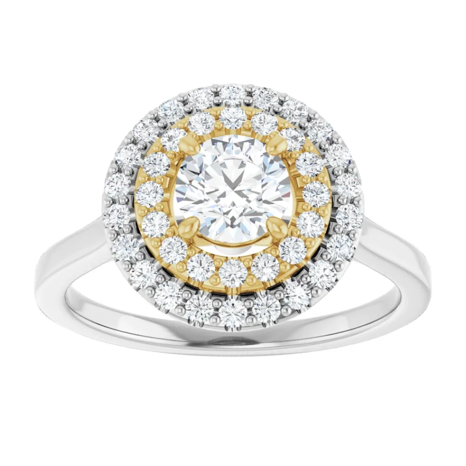 Two-Tone Engagement Ring with Double-Halo - Image 4