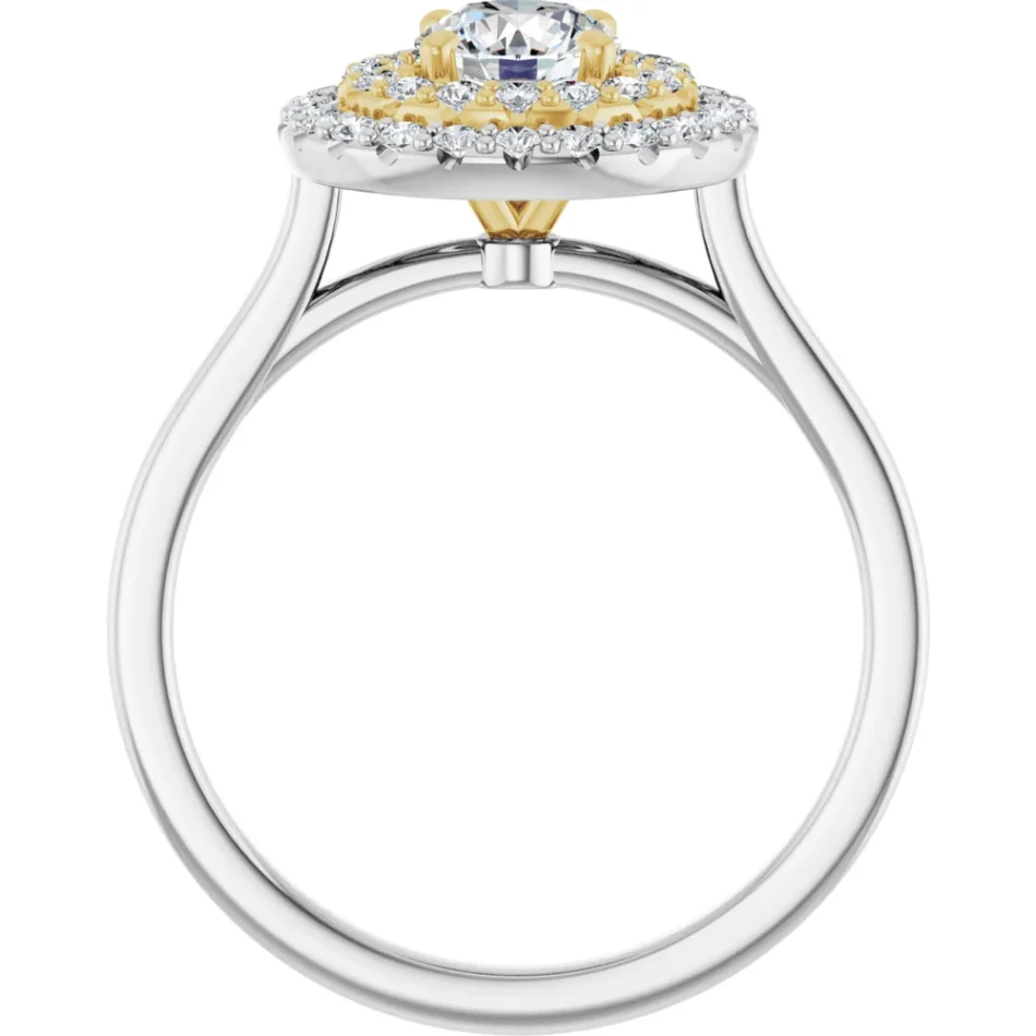 Two-Tone Engagement Ring with Double-Halo - Image 5