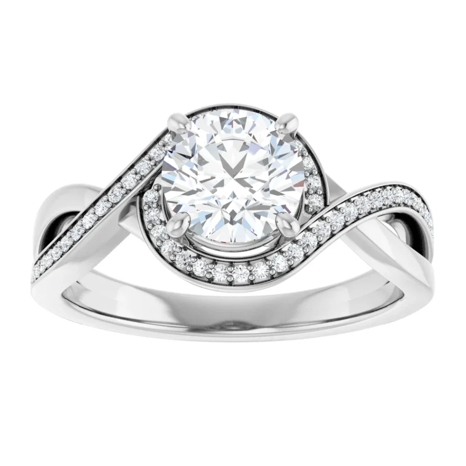 Engagement Ring with a Bypass-Halo Design - Image 4