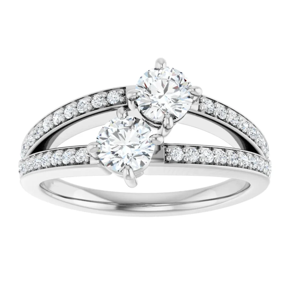 Two-Stone Engagement Ring with Split Band - Image 4