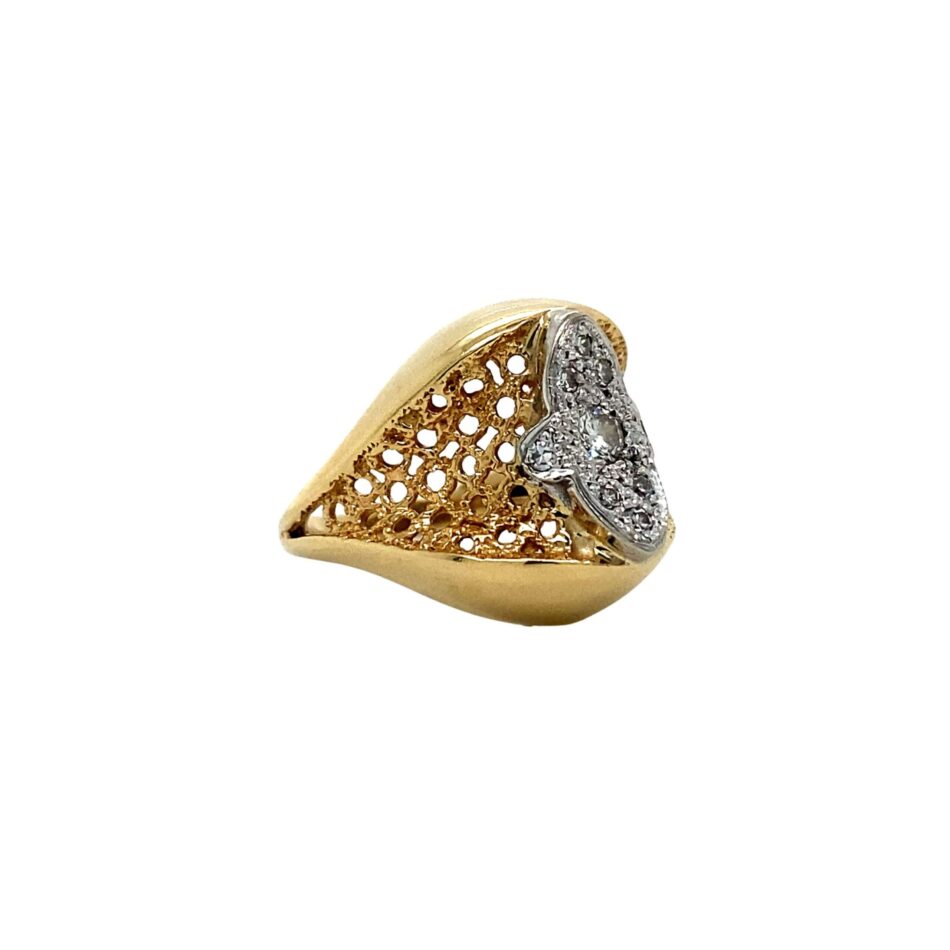 14K Gold Fashion Diamond Ring with Filigree Design - Image 5