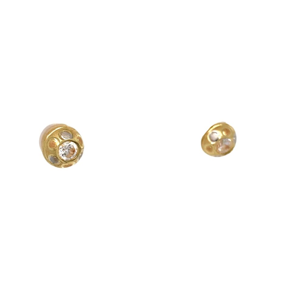 14K Tri-Tone Bezel-Set Diamond Stud Earrings - Image 6