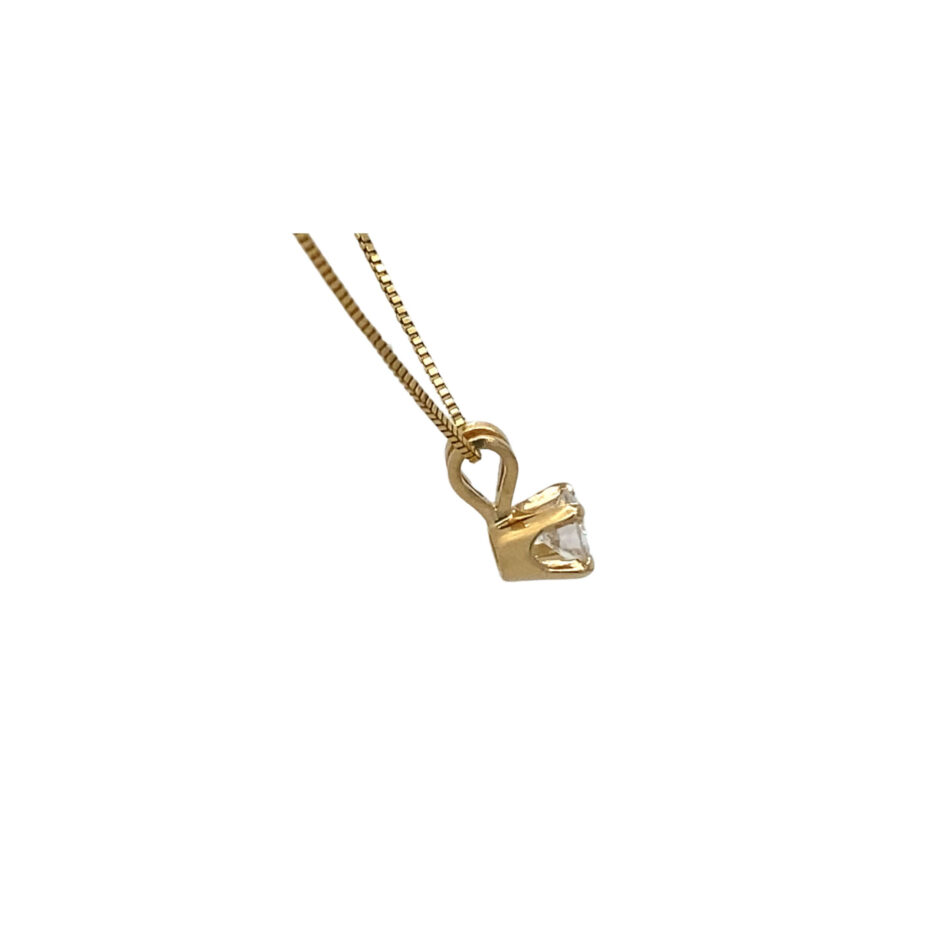 14K Gold .25 Carat Round Brilliant Diamond Solitaire Pendant - Image 5