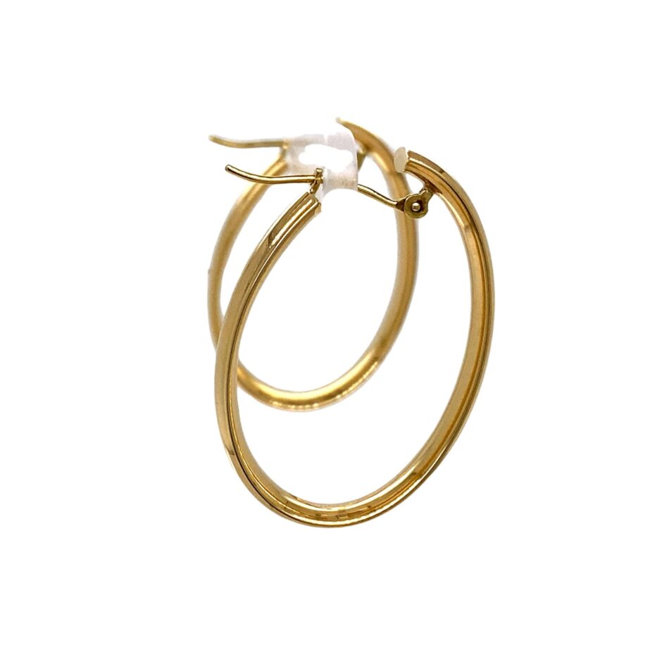 14K Gold Oval Hoop Earrings - Image 5