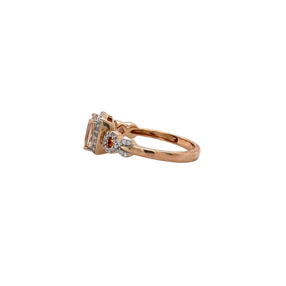 14K Rose Gold Morganite & Diamond Ring - Image 3