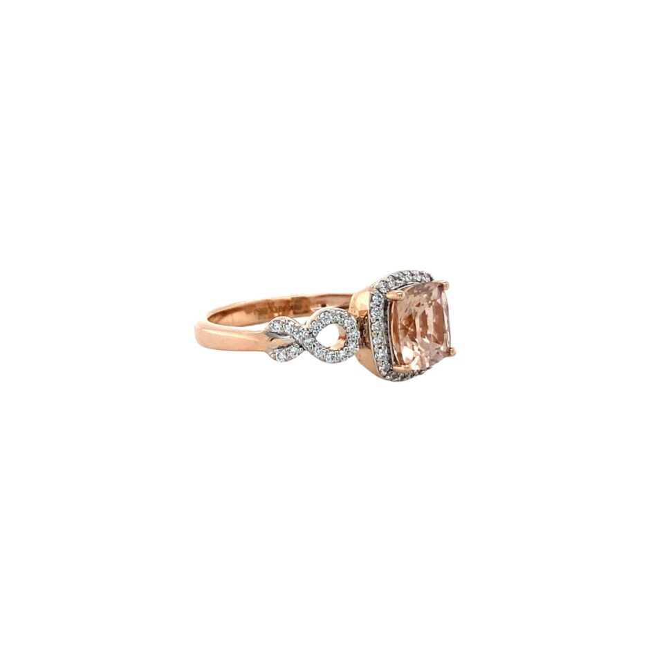 14K Rose Gold Morganite & Diamond Ring - Image 6