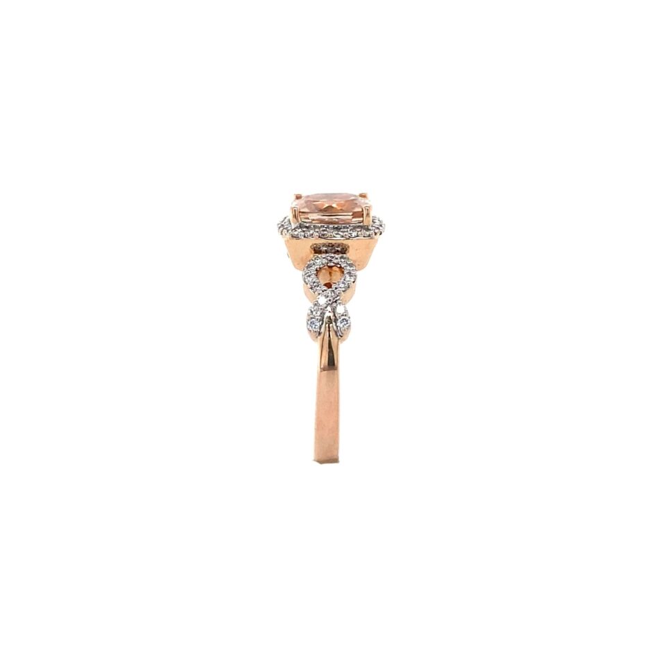 14K Rose Gold Morganite & Diamond Ring - Image 7