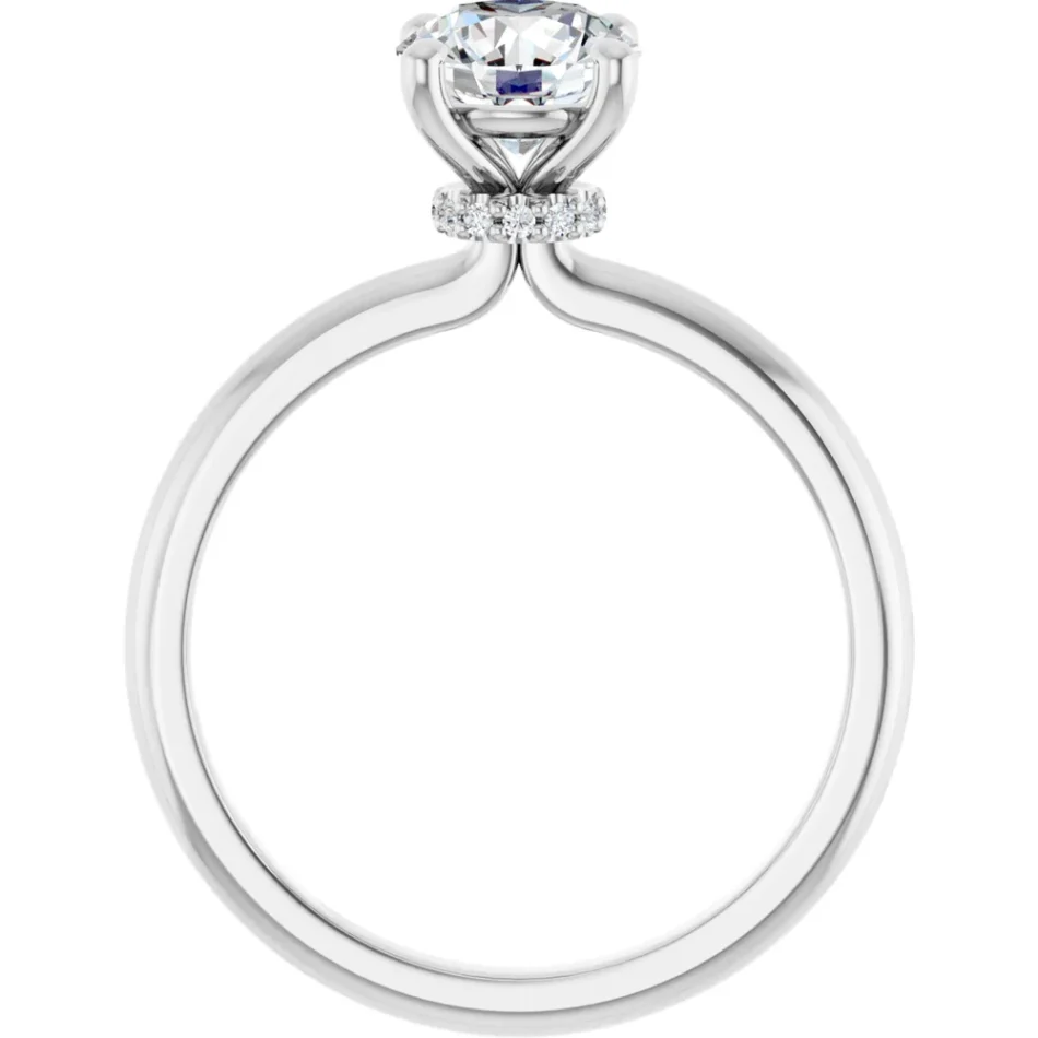 Classic Solitaire Engagement Ring with Hidden Halo - Image 5