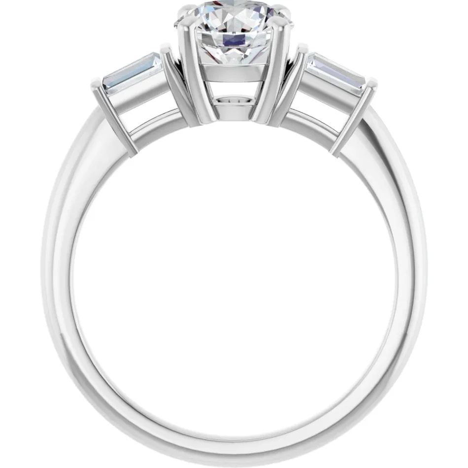 Three-Stone Engagement Ring with Tapered Baguette Diamonds - Image 5