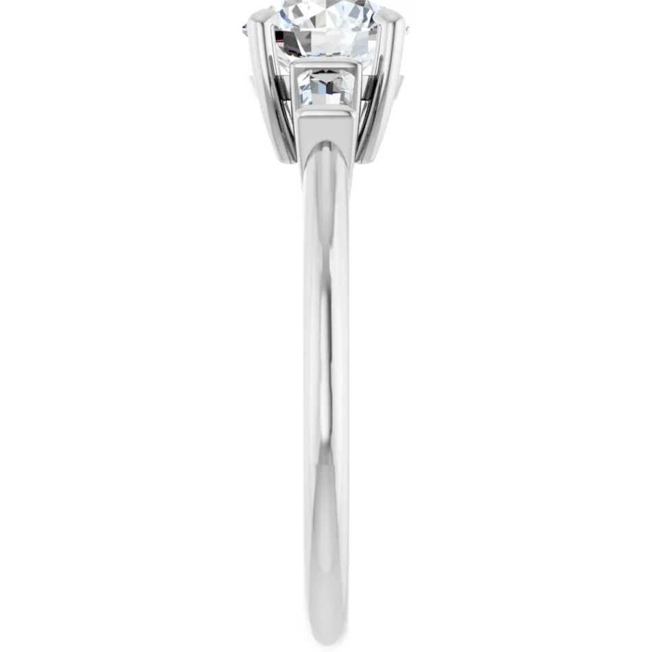 Three-Stone Engagement Ring with Tapered Baguette Diamonds - Image 3