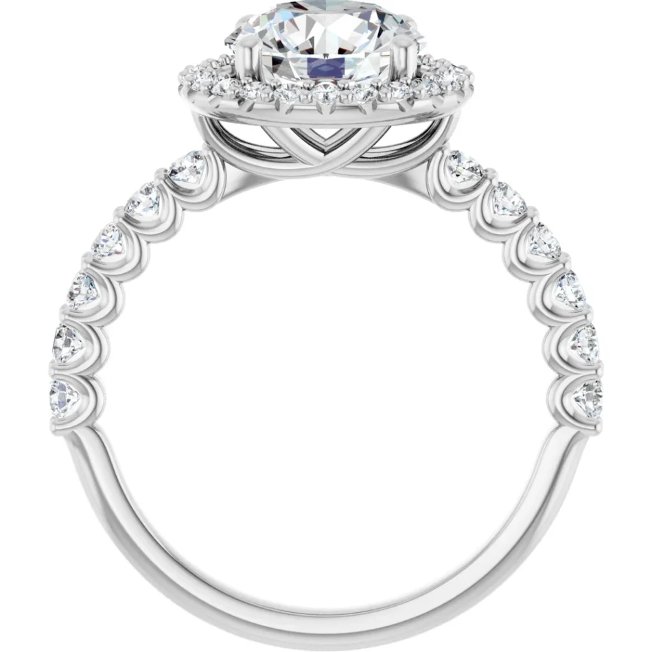 Halo Engagement Ring with Shared-Prong Design - Image 5