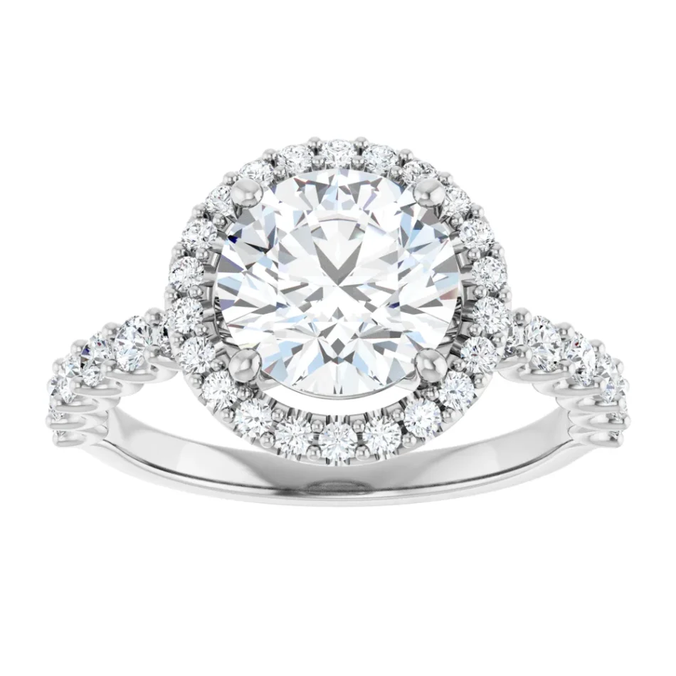 Halo Engagement Ring with Shared-Prong Design - Image 4