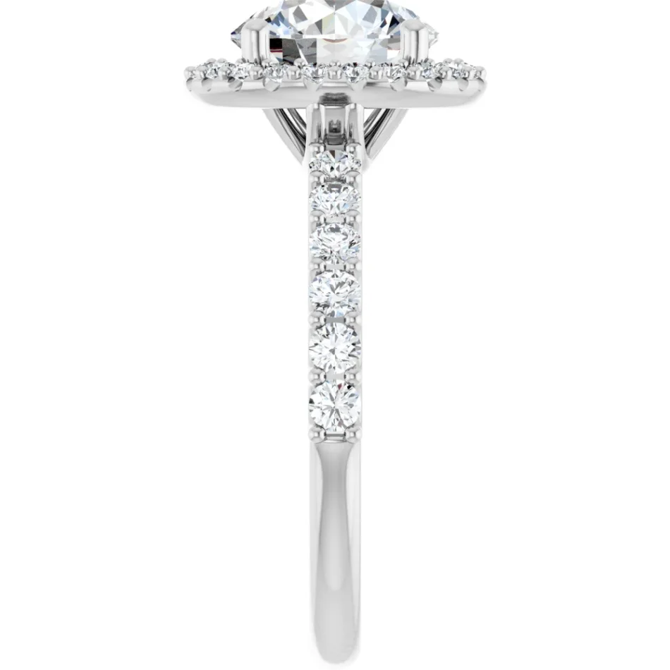 Halo Engagement Ring with Shared-Prong Design - Image 3