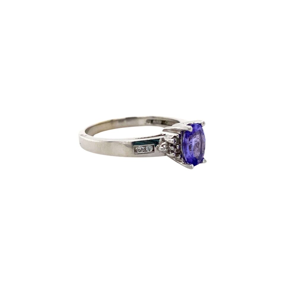 14K White Gold Tanzanite & Diamond Ring - Image 6