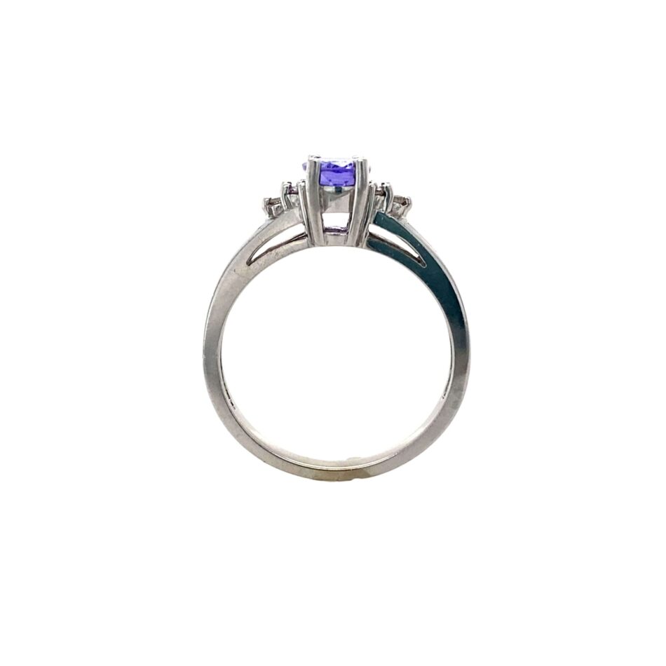 14K White Gold Tanzanite & Diamond Ring - Image 8