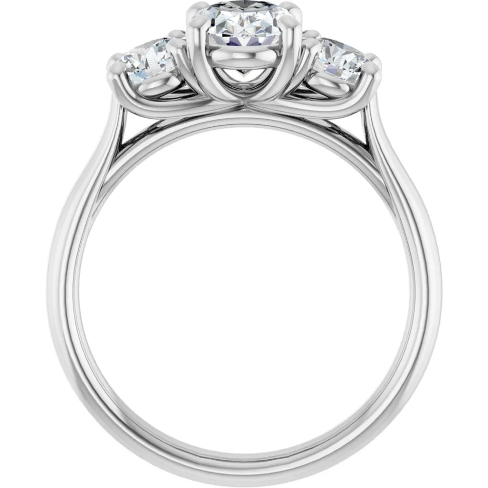 Three-Stone Engagement Ring with Trellis & Cathedral - Image 5