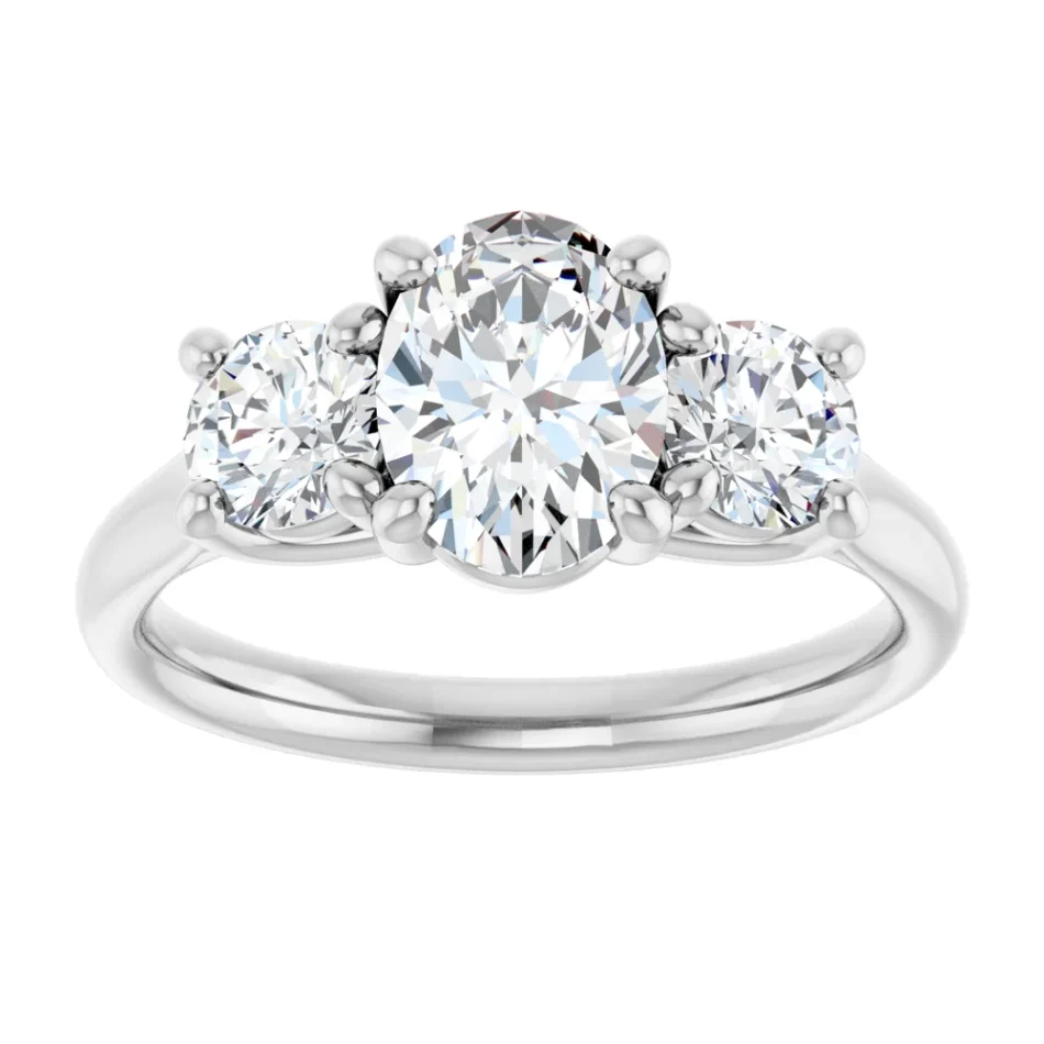 Three-Stone Engagement Ring with Trellis & Cathedral - Image 4