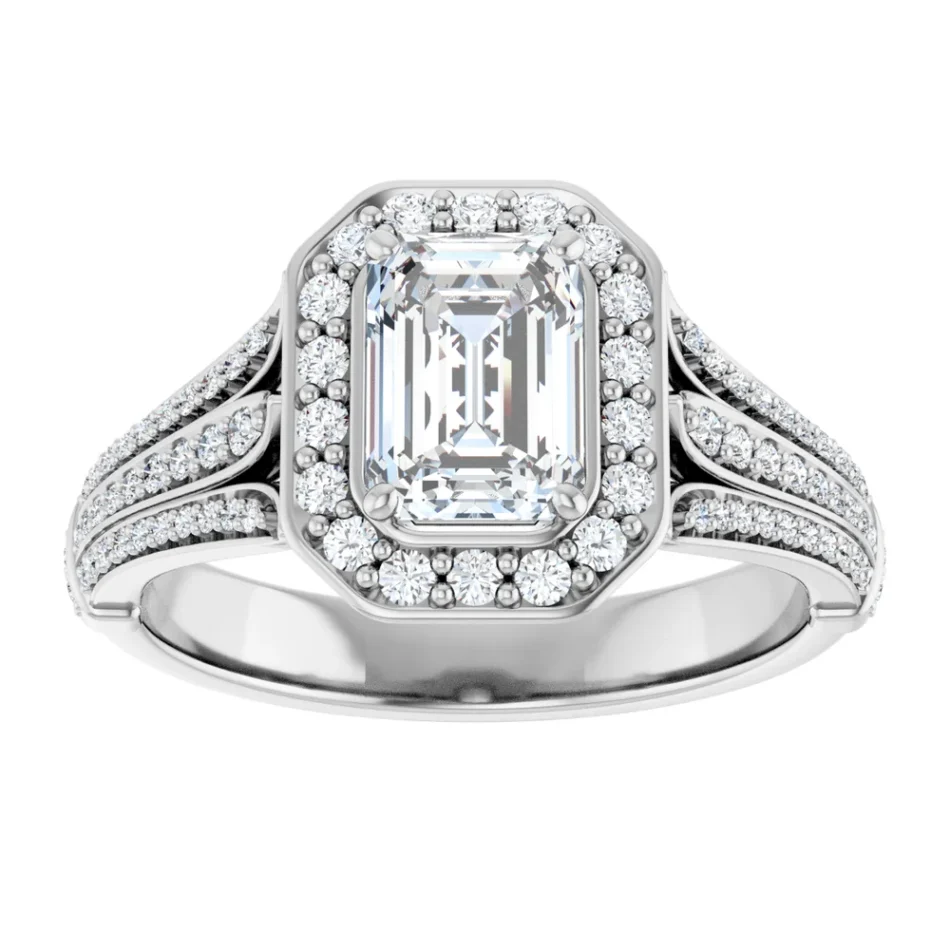 Halo Engagement Ring with Double-Split Shank - Image 4