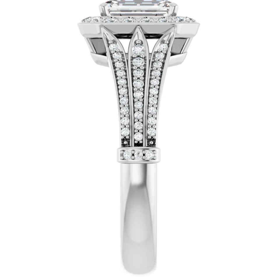 Halo Engagement Ring with Double-Split Shank - Image 3