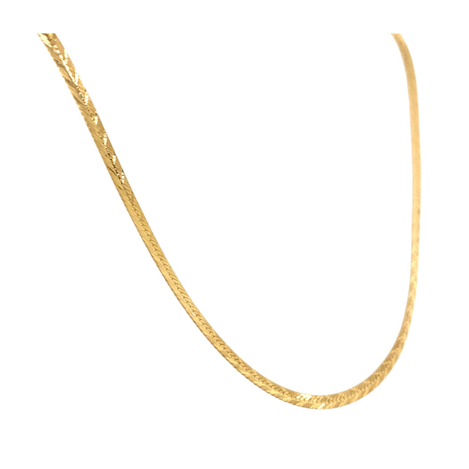 14K Gold Textured Herringbone Chain - 18" - Image 3