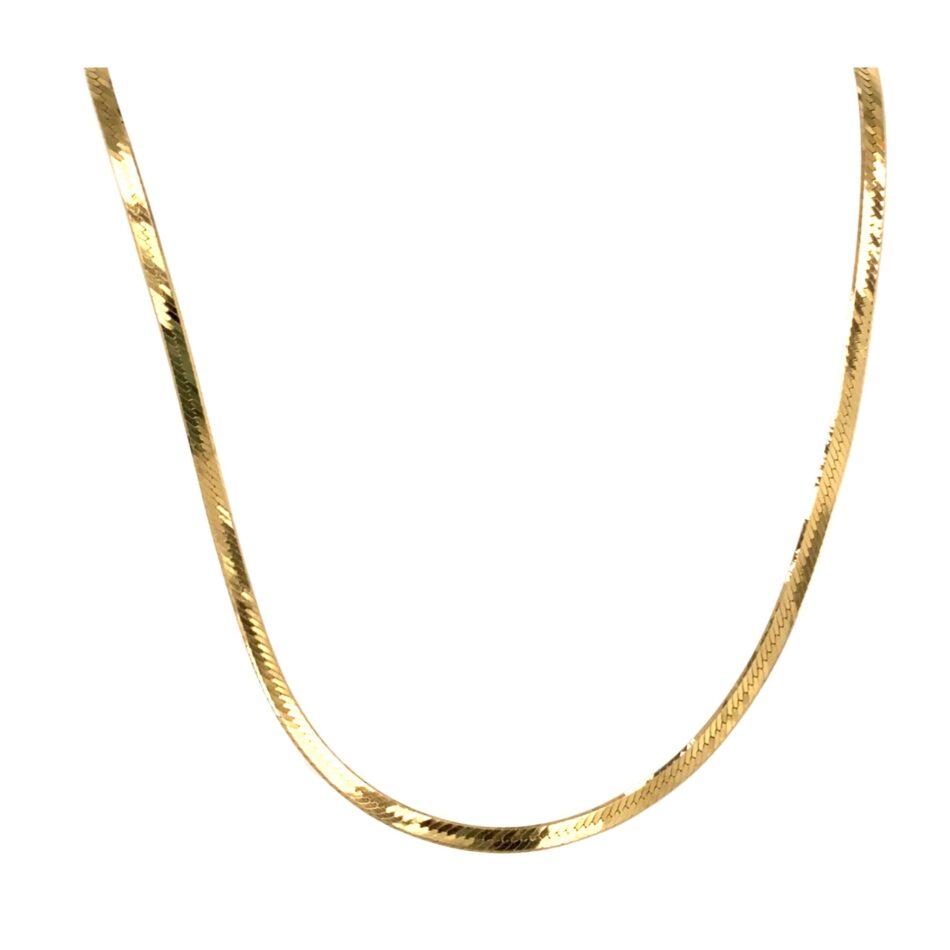 14K Gold Textured Herringbone Chain - 18" - Image 5