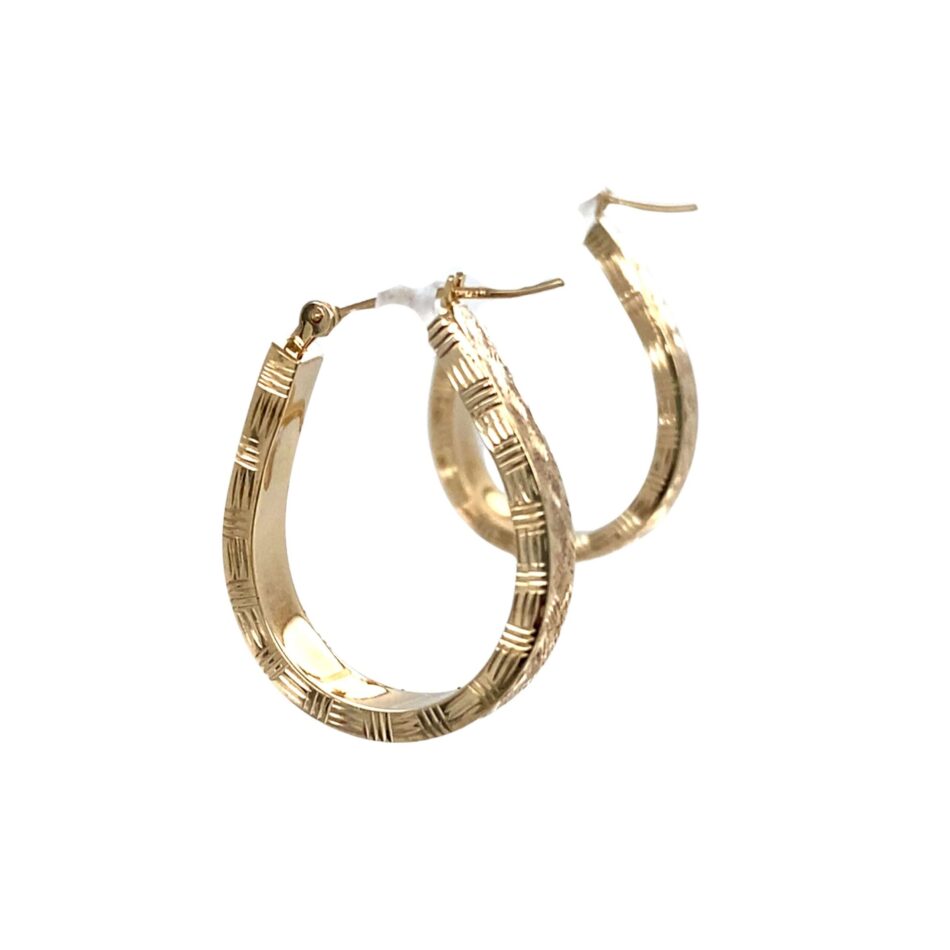 10K Gold Textured Hoop Earrings - Image 3