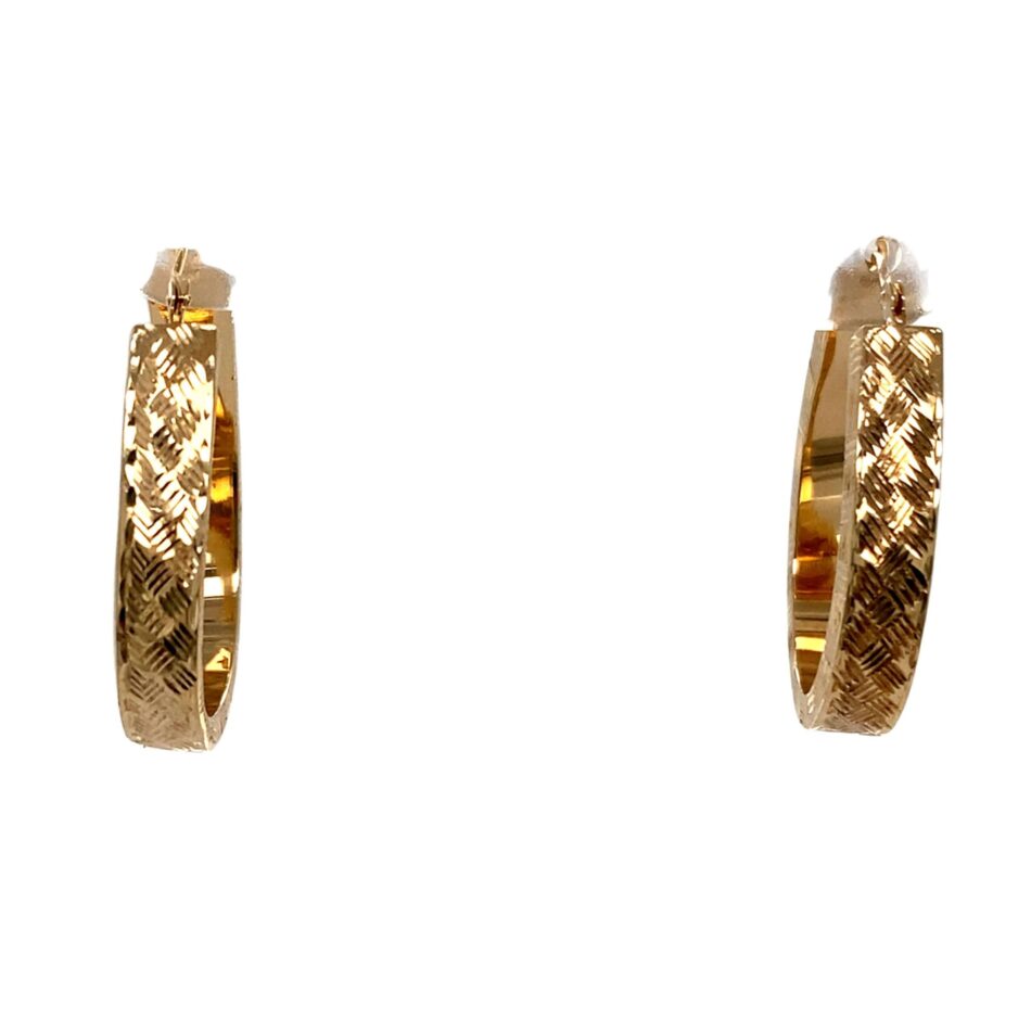 10K Gold Textured Hoop Earrings - Image 6