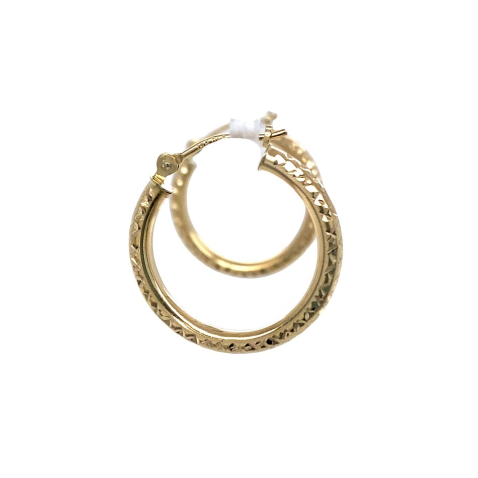 14K Gold Diamond-Cut Hoop Earrings - Image 3