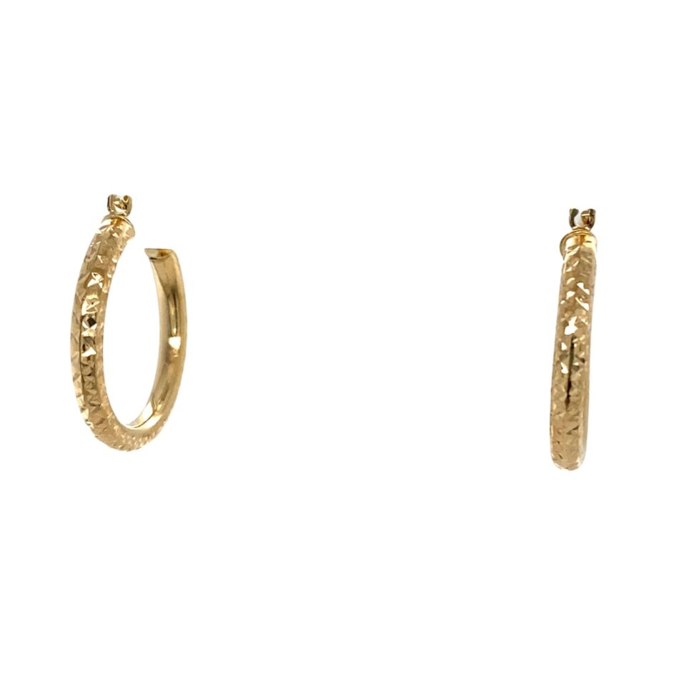 14K Gold Diamond-Cut Hoop Earrings - Image 4