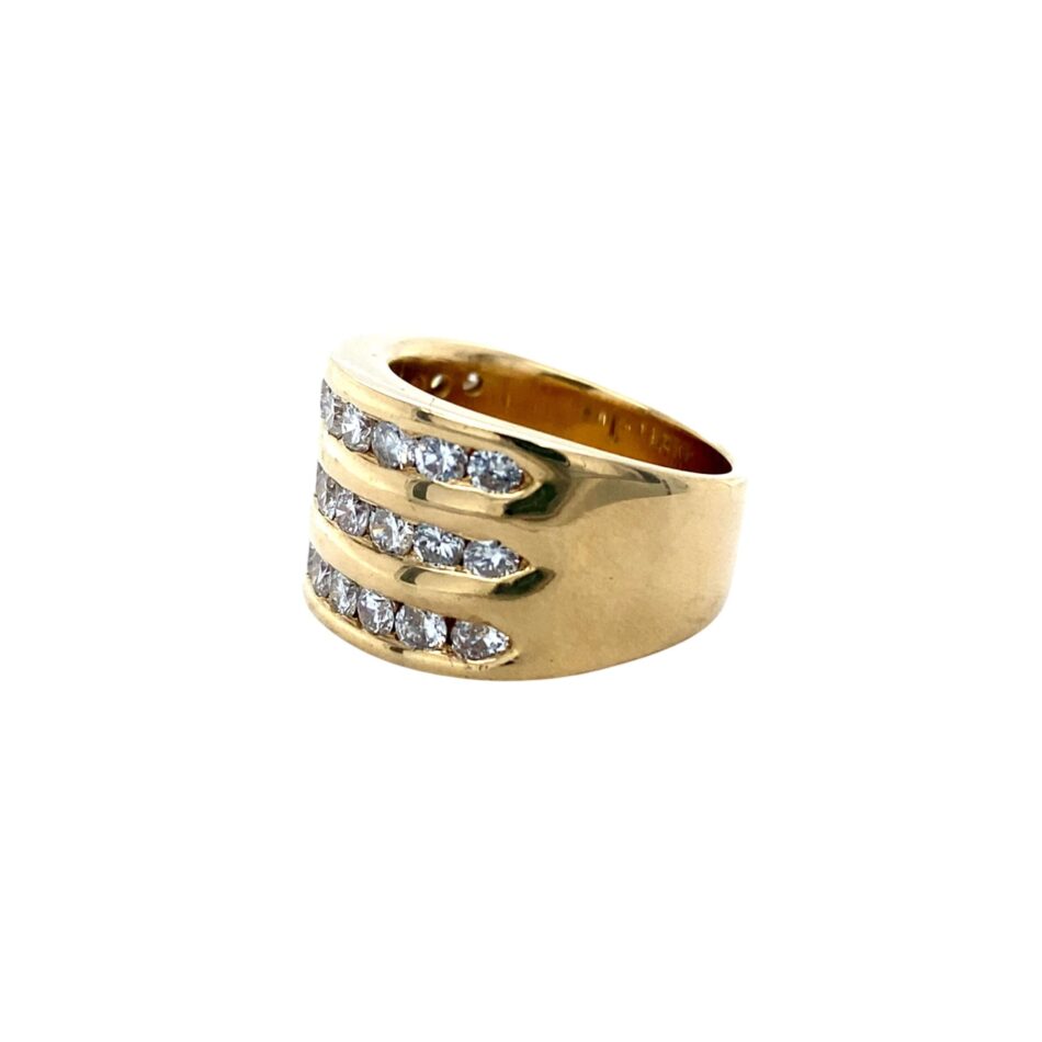 14K Gold 1ctw Three-Row Diamond Ring - Image 3