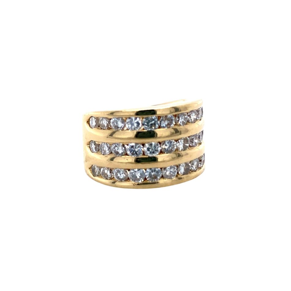 14K Gold 1ctw Three-Row Diamond Ring - Image 6