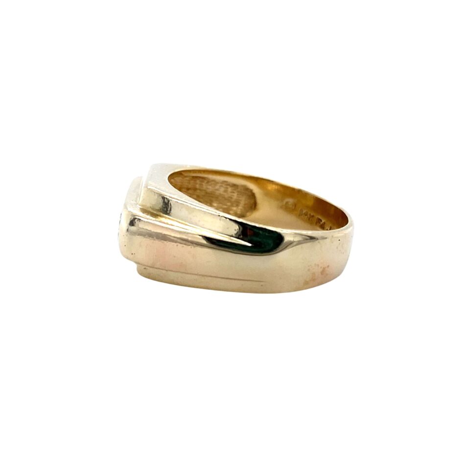 14K Gold 1.14ctw Three-Stone Diamond Men's Ring - Image 3