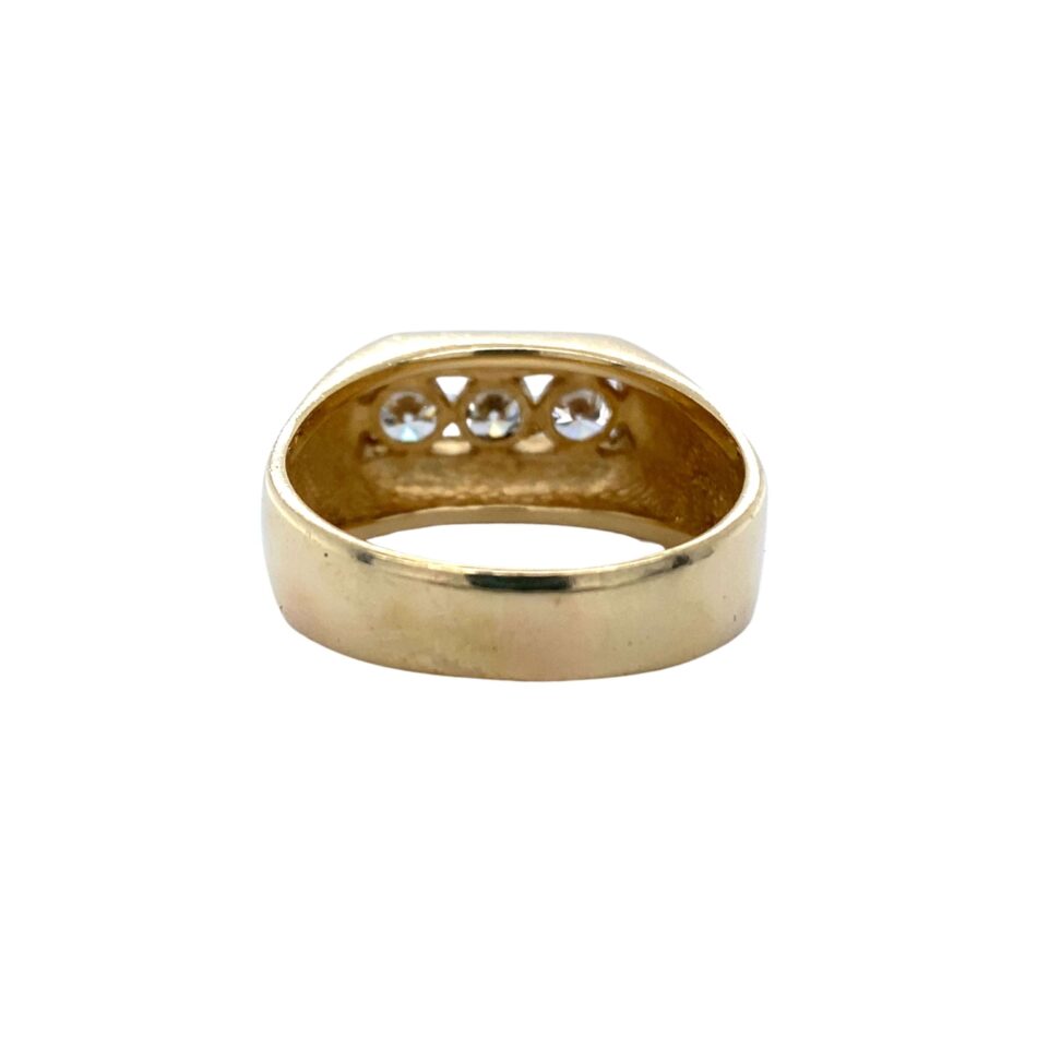 14K Gold 1.14ctw Three-Stone Diamond Men's Ring - Image 4