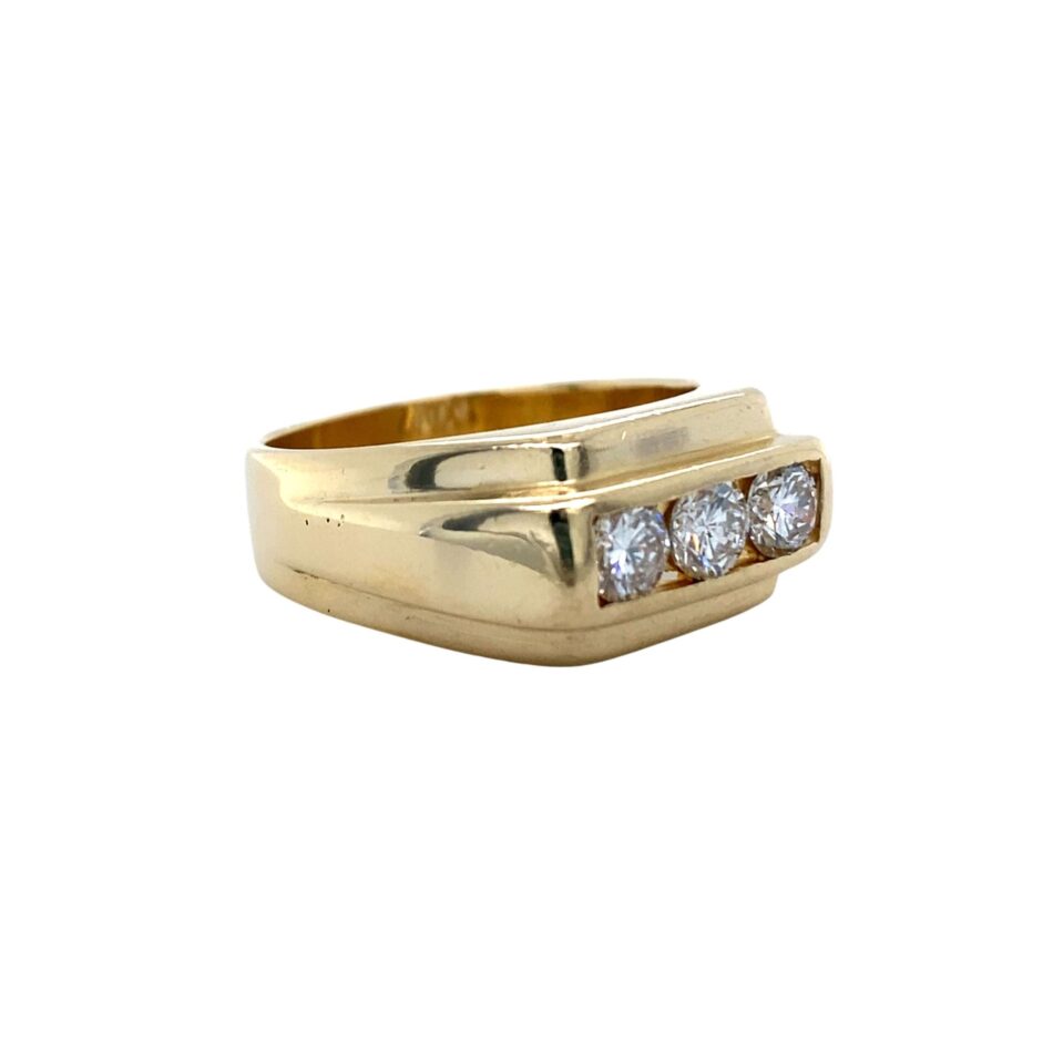 14K Gold 1.14ctw Three-Stone Diamond Men's Ring - Image 6