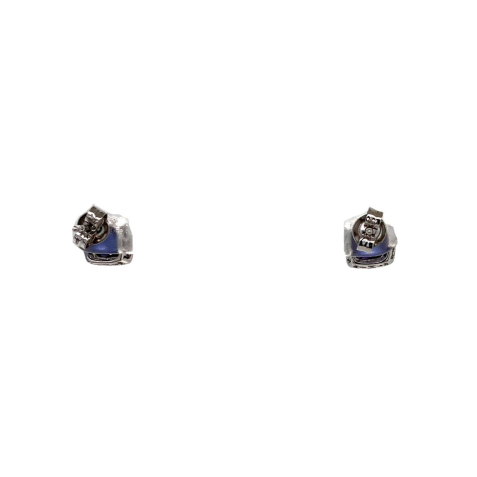 14K White Gold Lab-Grown Alexandrite & Diamond Stud Earrings - Image 4