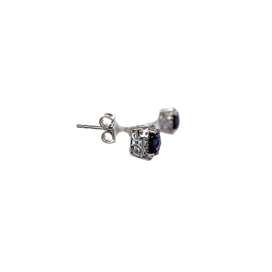 14K White Gold Lab-Grown Alexandrite & Diamond Stud Earrings - Image 5