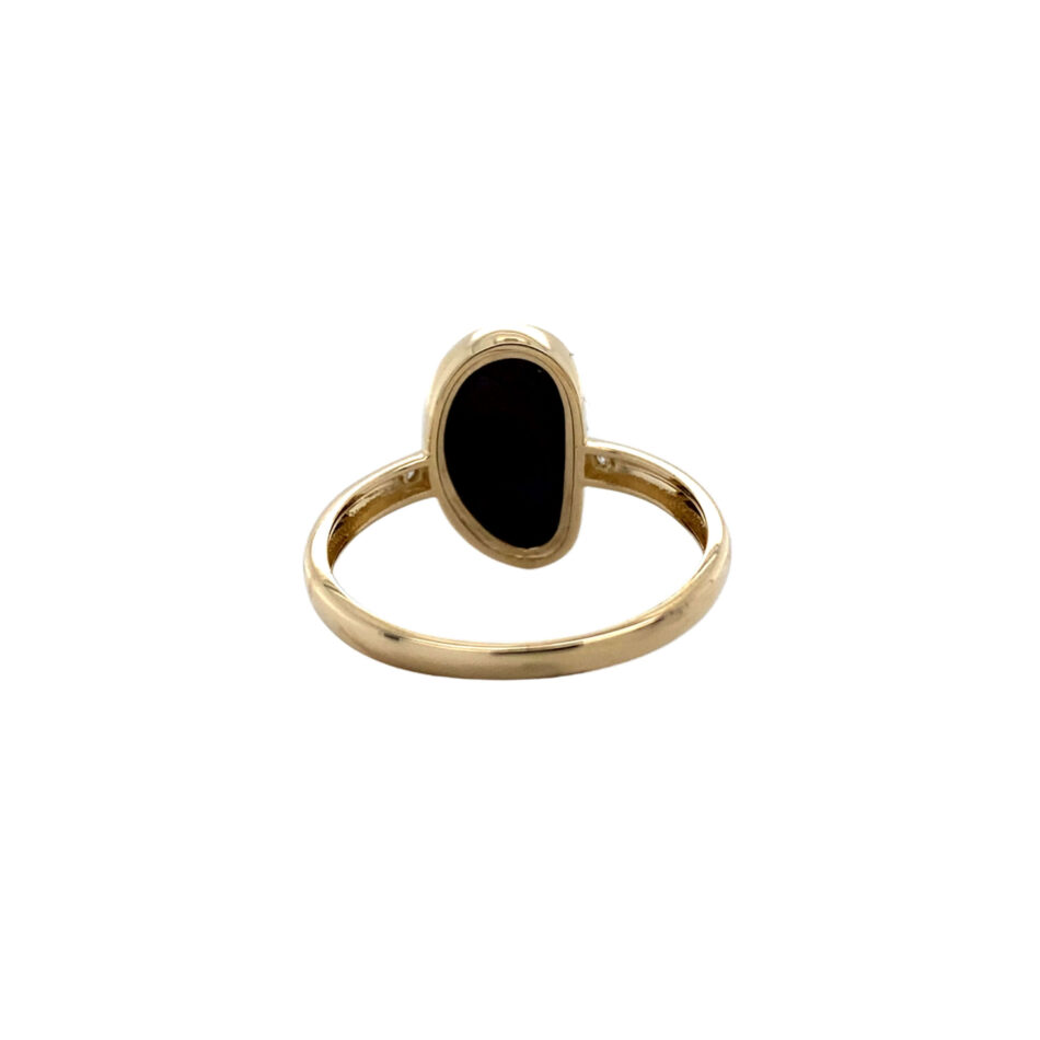 14K Gold Free-Form Opal Doublet & Diamond Ring - Image 4